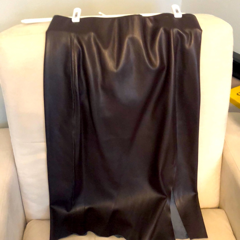 Loft leather(ish) chocolate brown pencil skirt